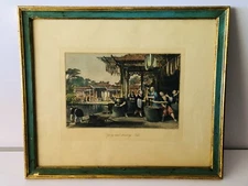 1848 Allom Colored Engraving China: Dyeing and Winding Silk Framed Size 19” X 16