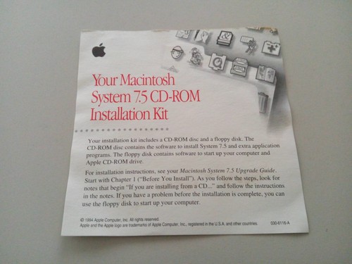 Apple Macintosh System 7.5 : CD d'installation, disquette d'outils de disque, manuel (1994, FR) - Photo 6/8