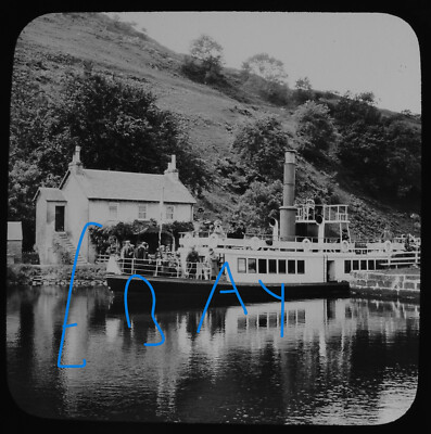 DER LINNETDAMPFER AUF DEM CRINAN KANAL UM 1910 Magisches Laternendia ANTIKES FOTO