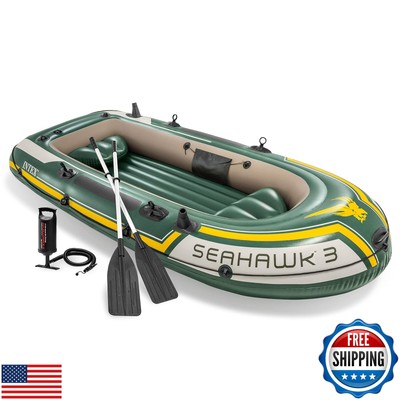 INTEX 68380EP Seahawk 3 Inflatable Boat Set: Includes Deluxe 54in Boat Oars a