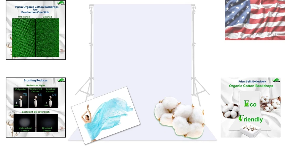 Telón de fondo para fotografía de algodón orgánico 150 g más grueso 9 x 18 pies - flocado y sin costuras Foto 2 de 4