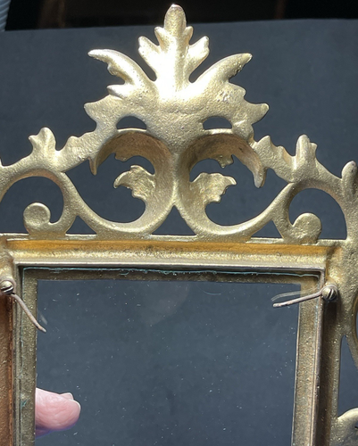 Antique Frame Gold Gilt Solid Cast Metal Victorian Rococo Style Easel back 12" - Picture 13 of 20