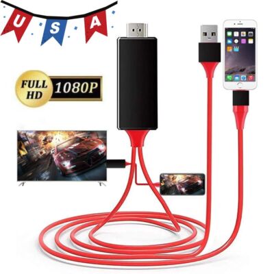 1080P HDMI Mirroring AV Cable Phone to TV HDTV For iPhone 14 13 12 11 XR 8 7 6