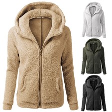 Women Winter Warm Teddy Bear Fluffy Fleece Coat Jacket Hoodies Outwear Overcoat