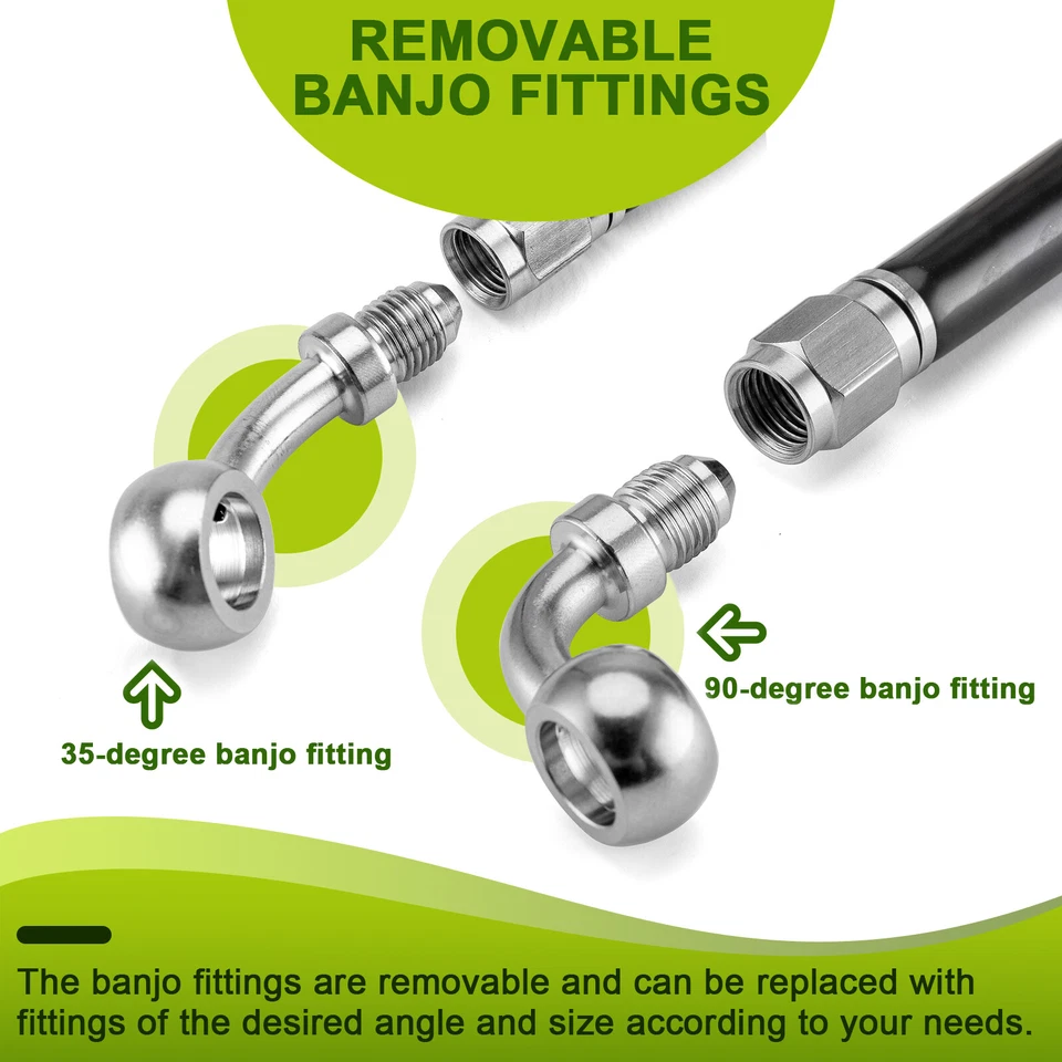 Kit de línea de freno delantero MOFUN acero inoxidable 45" no ABS para Harley Softail Dyna Foto 4 de 4