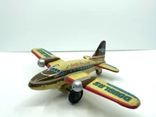 Vintage Bandai 1950 Japan Douglas DC-3 World Airline Airplane Tin Friction RARE