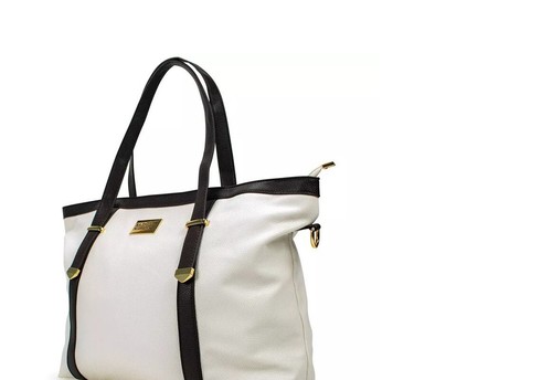 BADGLEY MISCHKA Anna XL Vegan Leather Weekender Tote Bag White
