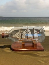 Vintage Handcrafted Ship In A Bottle Nautical Decor Collectible