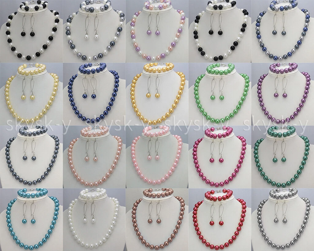 Multicolor pearl necklace set deals