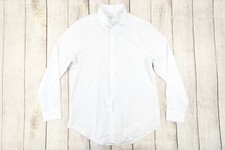 CALVIN KLEIN WHITE LARGE 16 STEEL SLIM HERRINGBONE BUTTON FRONT SHIRT DEFECT