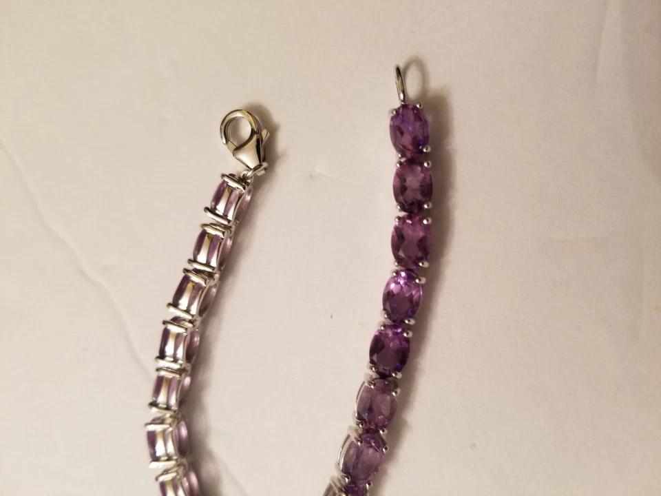 PULSERA TENIS 14 3/5 QUILATES TW AMATISTA PLATINO MÁS DE 0,925 PLATA ESTERLINA Foto 4 de 4