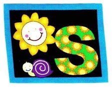 letter s sun fabric applique iron on snail not embroidered 3.5 inch