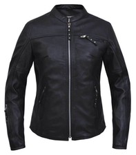 Unik Women's Premium Spandex Lambskin Leather Motorcycle Jacket - Black