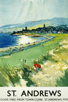 St Andrews Vintage Fife Scotland Tourism Art Wall Room Poster - POSTER 20x30