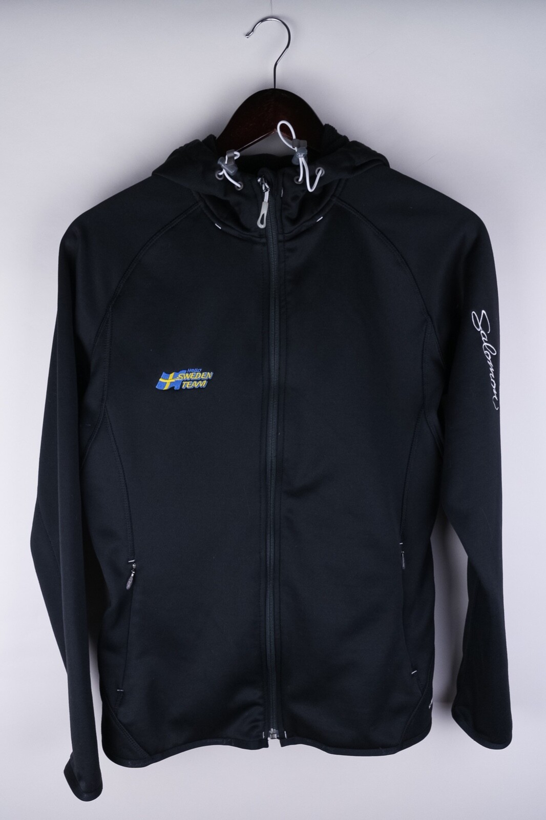 Salomon Donna Track Jacket Felpa con Felpa con Felpa Outdoor Cerniera Intera Nera taglia L UK14