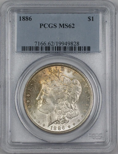 1886 Morgan Silver Dollar $1 Coin PCGS MS-62 Lightly Toned (Q) RL