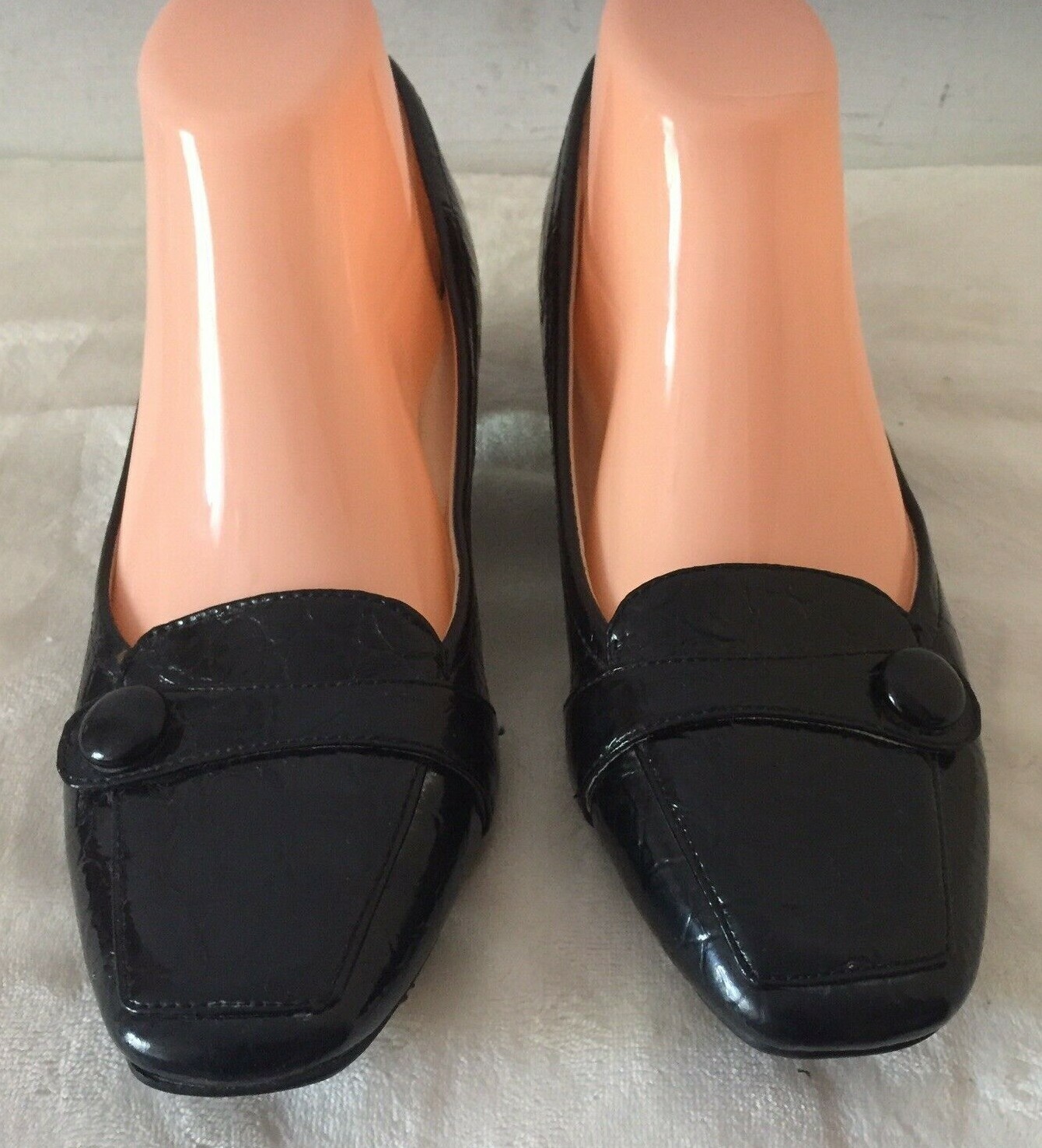 Women's Shoes Black Shiny Faux Snake Skin Heel Size 8.5 eBay