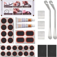 Zacro 34 PCS Bike Tire Repair Kit, with 24 3 patch shapes, Black Orange 