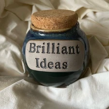 TUMBLEWEED POTTERY Brilliant Ideas CLAY JAR WITH CORK TOPPER 4" X 4"