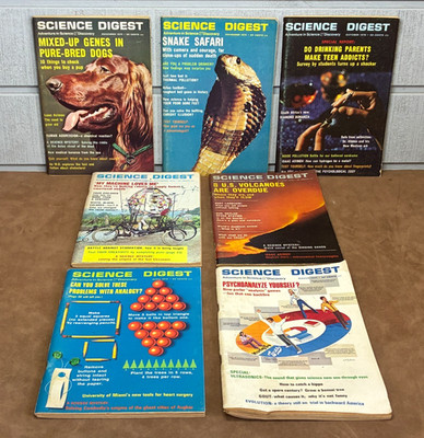 Vintage SCIENCE DIGEST Magazines ~ 1970 (7) Issues Mar/Apr/Aug/Sept/Oct/Nov/Dec