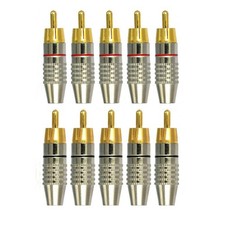 bnafes RCA Plug Solderless Gold Audio Video Adapter Cable Connector 10 Pack