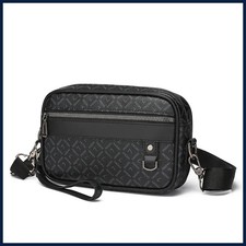 Borsa a tracolla uomo in pelle PU business pochette multifunzione con tracolla in vita