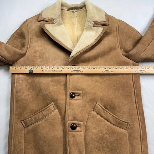 Vintage 70s Norm Thompson Mens 40 Shearling Sheepskin Coat Tan Suede Jacket image 5