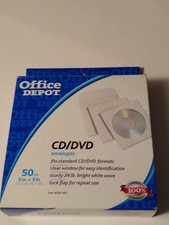OFFICE DEPOT 560-941 CD/DVD Paper Sleeve Envelope Clear Window Flap - White