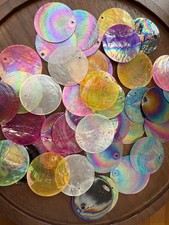 45PC AB Color Plated Dyed Round Natural Capiz Sea Shells, 1 1/2 Inch