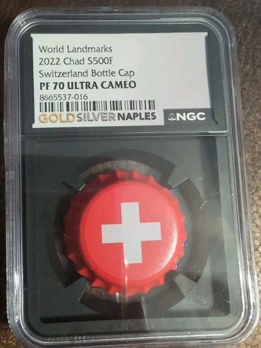 2022 Chad S500F Switzerland Bottle Cap PF 70 Ultra Cameo NGC