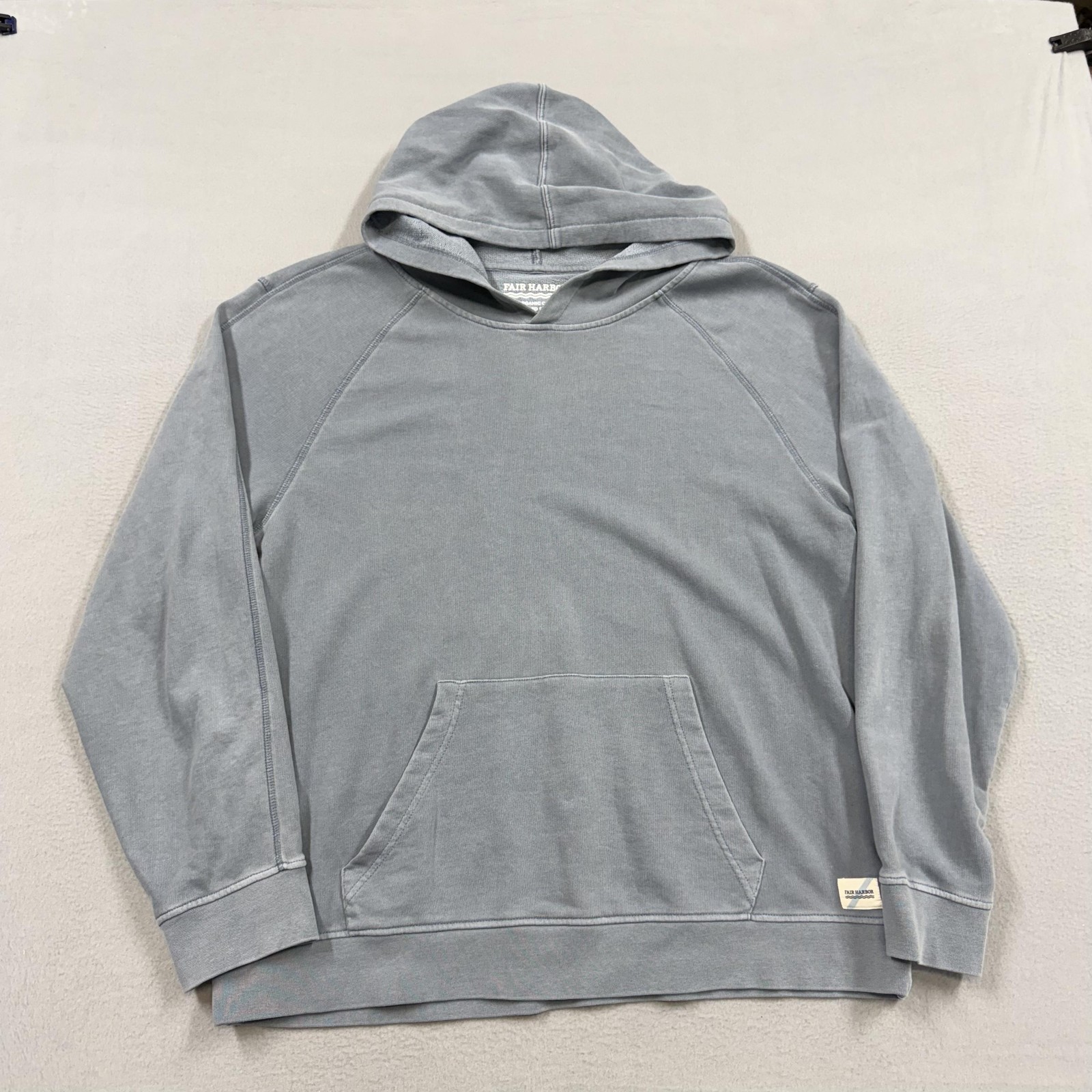 Fair Harbor Hoodie Sweatshirt Mens XL Gray Cotton Pullover Kangaroo Pocket