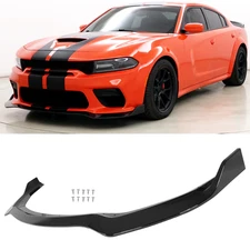 Front Bumper Lip V4 Style Glossy Black For Dodge Charger SRT Widebody 2020-2023