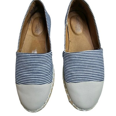 Adam Tucker Me Too Womens Sz 6 Stripe & Beige Leather Nautical Espadrilles Flat