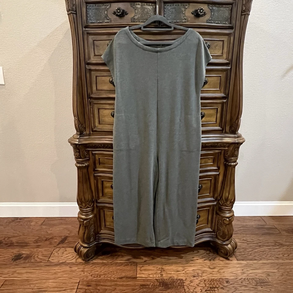 J. Jill Jumpsuit Size Small Petite Jersey Knit Gray Wide Leg Capri Minimalist - Image 3 of 4