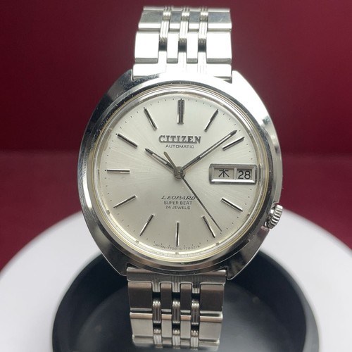 Citizen Leopard 4-0770340TA Vintage Jour Date Argent Rond Automatique Montre - Photo 4 sur 8