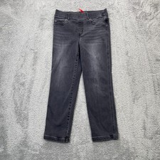 Spanx Jeans Womens 28x25 Gray Straight Leg Whiskered Denim Logo Cotton Stretch