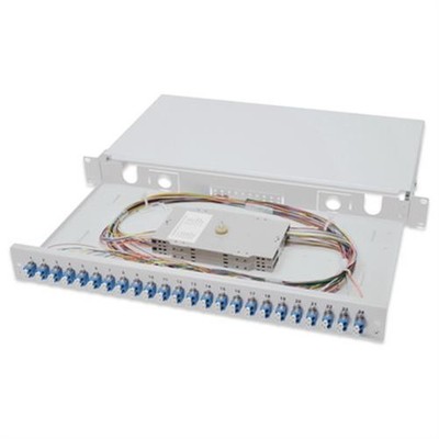 DIGITUS LWL Glasfaser Spleißbox 1HE bestückt 24x LC Duplex OS2 Spleißkassette