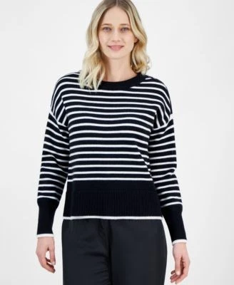T Tahari Womens Striped Crewneck Sweat Pale 197055400302 XL RT $78.0