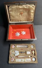 PALAIS ROYAL ANTIQUE ETUI WITH MOTHER OF PEARL  FRANCE SEWING  BOX