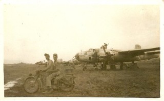 Org. Photo: US Airmen on Motorcycle by B 25 Bomber in Chinese AF Markings!!!