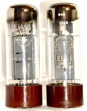 Rare Near Mint Pair Early Mullard XF1 Horseshoe Getter EL34 1957-58 Test NOS