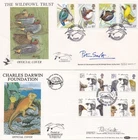GB Sir PETER SCOTT Signed Benham 1980 Birds & 1982 Darwin Official FDC's
