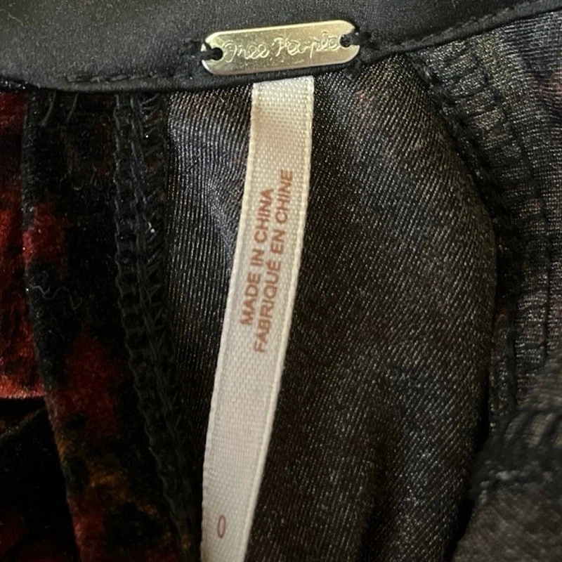 Free People Onyx Red Black Velvet Velour Cutout Long Sleeve Jumpsuit Romper 0 - Image 4 of 4