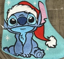 Disney Stitch Mini Christmas Stocking Embroidered Stitch Santa Hat 9”