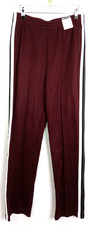 M&S Women's Straight Leg Cotton Rich Joggers Size 12 Long Fit In Dark Claret New