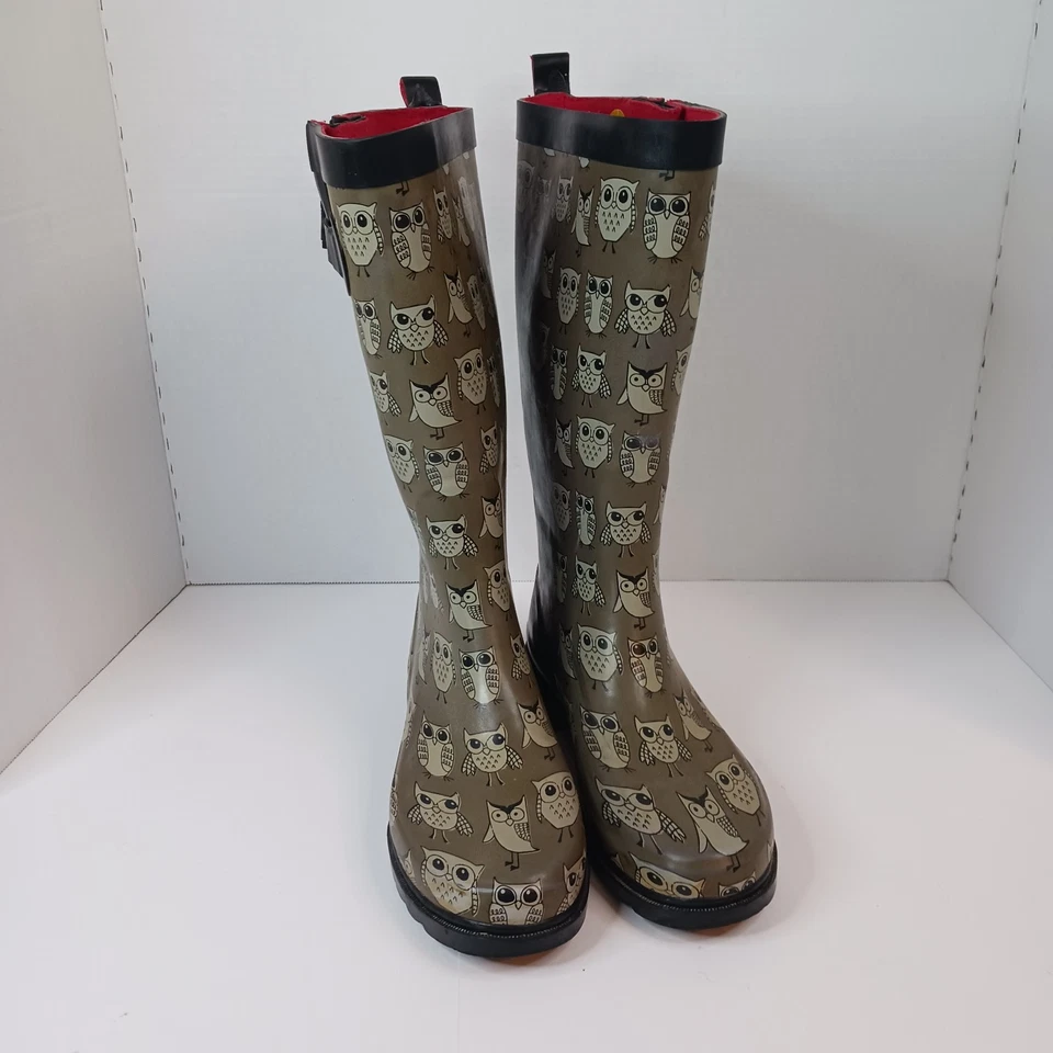 Botas de Lluvia Capelli Mujer Talla 8 Verde Búho Estampado Pájaro Foto 4 de 4