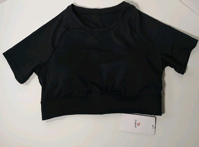 BALEAF Womens Small Black Nylon Multi-Purpose Swim Crop Top Padded Keyhole Back
