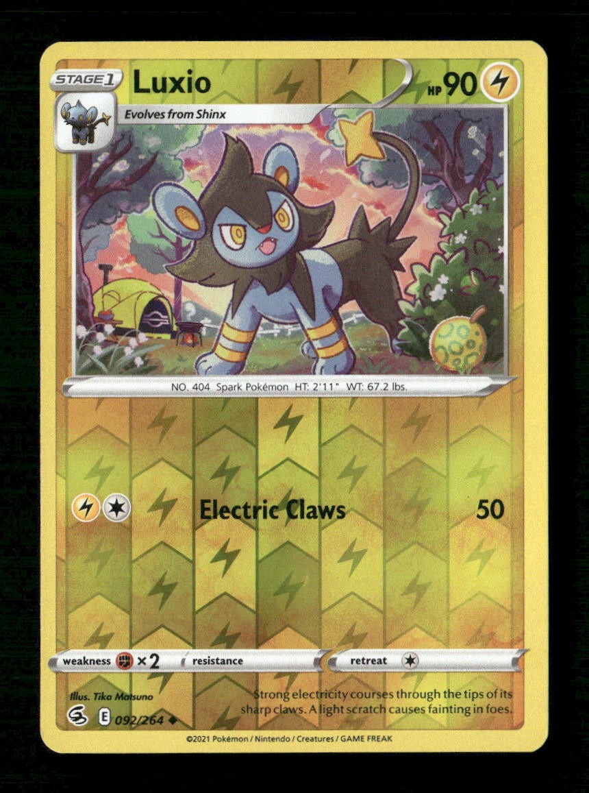 Luxio Reverse Holo Uncommon SWSH08: Fusion Strike 092/264 LP Pokemon LP