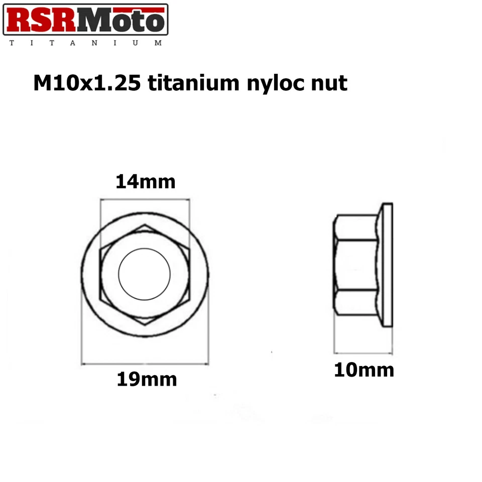 M8 M10 Titane Nyloc Auto Écrous de Blocage Hex Bride M8x1.25 M10x1.25 or Noir - Photo 3/4