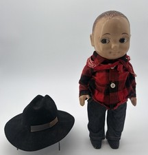 Vintage 1950 Buddy Lee Jeans Rider Cowboy  Doll Hat Bandanna Belt Man Of Action